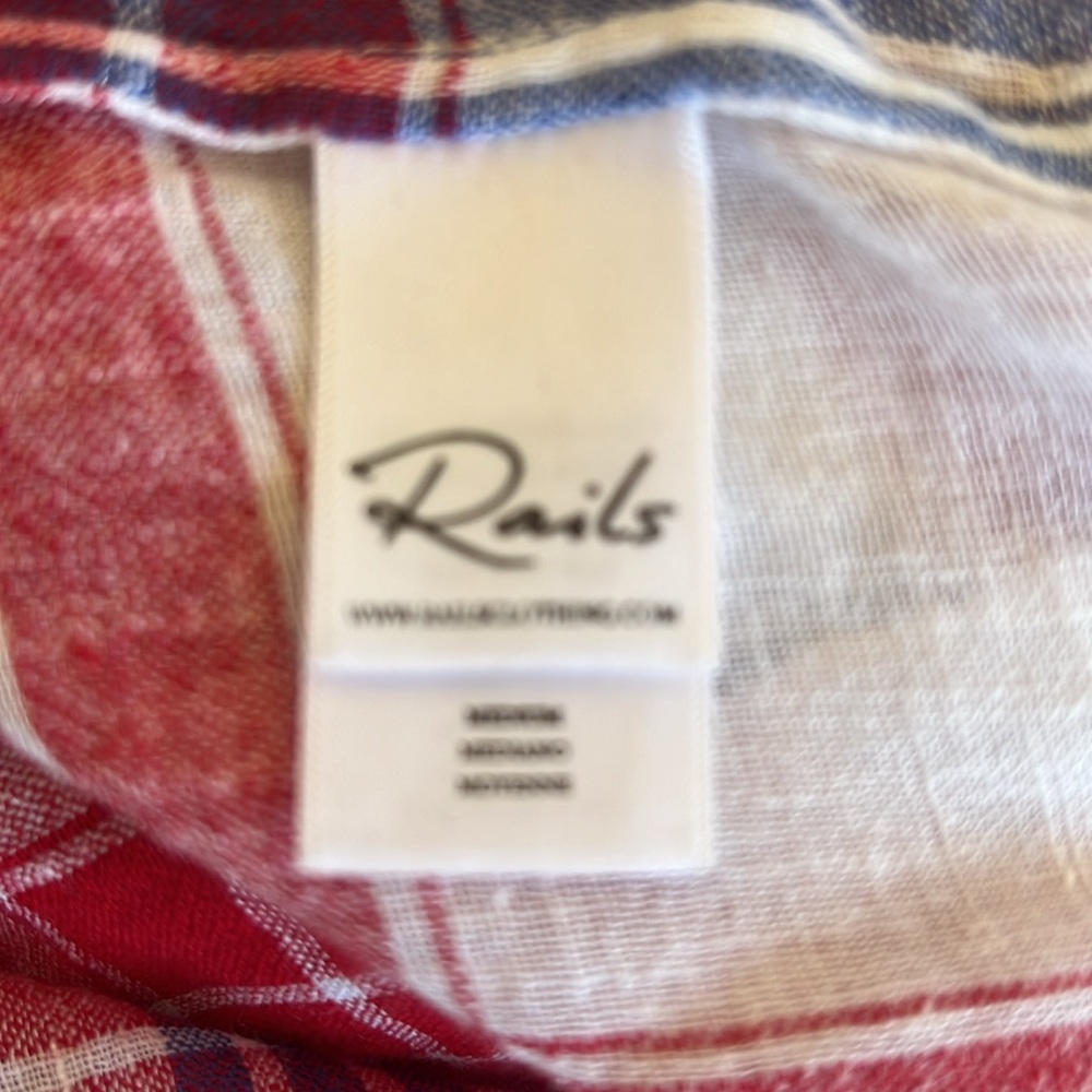 RAILS PLAID CROPPED TIE SHIRT AMELIE‎ CARMINE BLUE WHITE JULY 4 IVY LEAGUE PREP - Picture 11 of 12